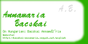 annamaria bacskai business card